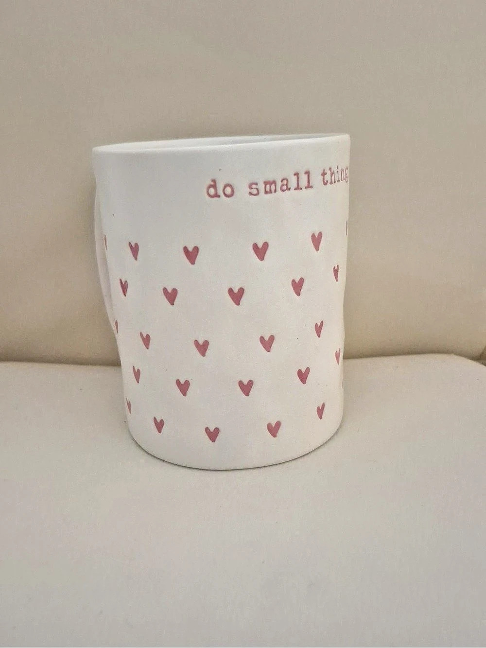 White & Pink "Do small Things ..." Heart Mug